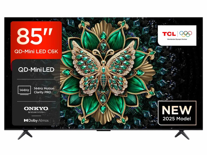 TCL 85 inch QD Mini-LED Television 144Hz VVR, IMAX Enhanced,Dolby Vision•Atmos - 85C6K