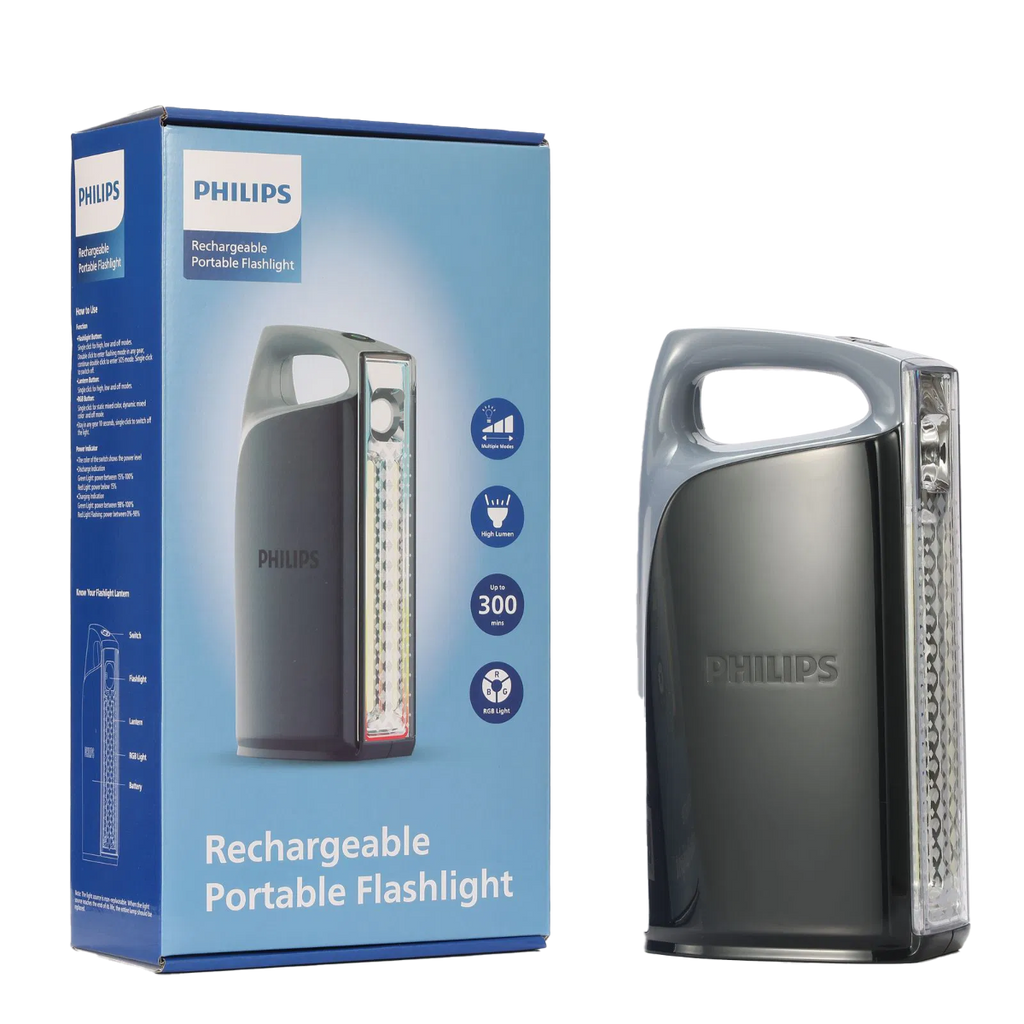Philips ABS Multi-Functional Rechargeable Flashlight, Portable Light, RGB Ambient Light -1000Lumens, 100m Beam Range SFL3402/56