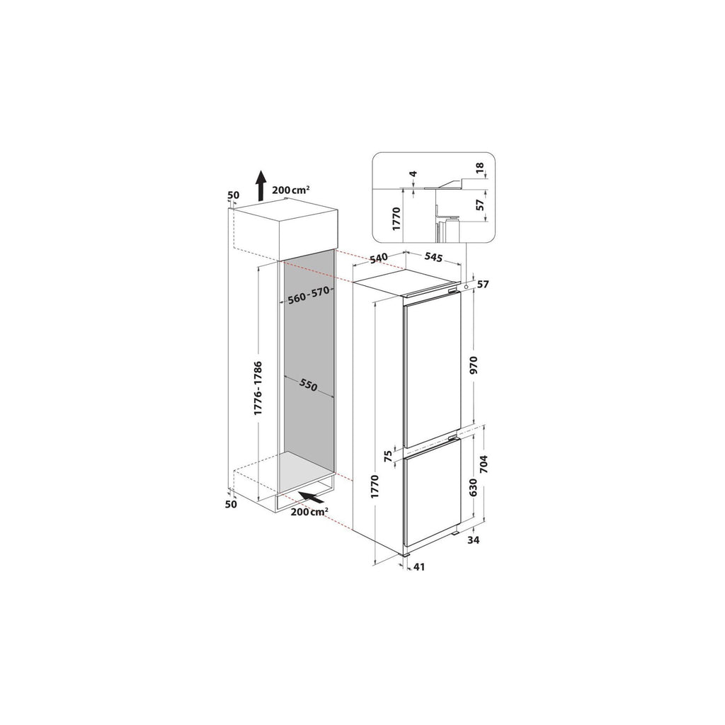 Whirlpool built in fridge freezer 284LTR - ART 6500 D EX