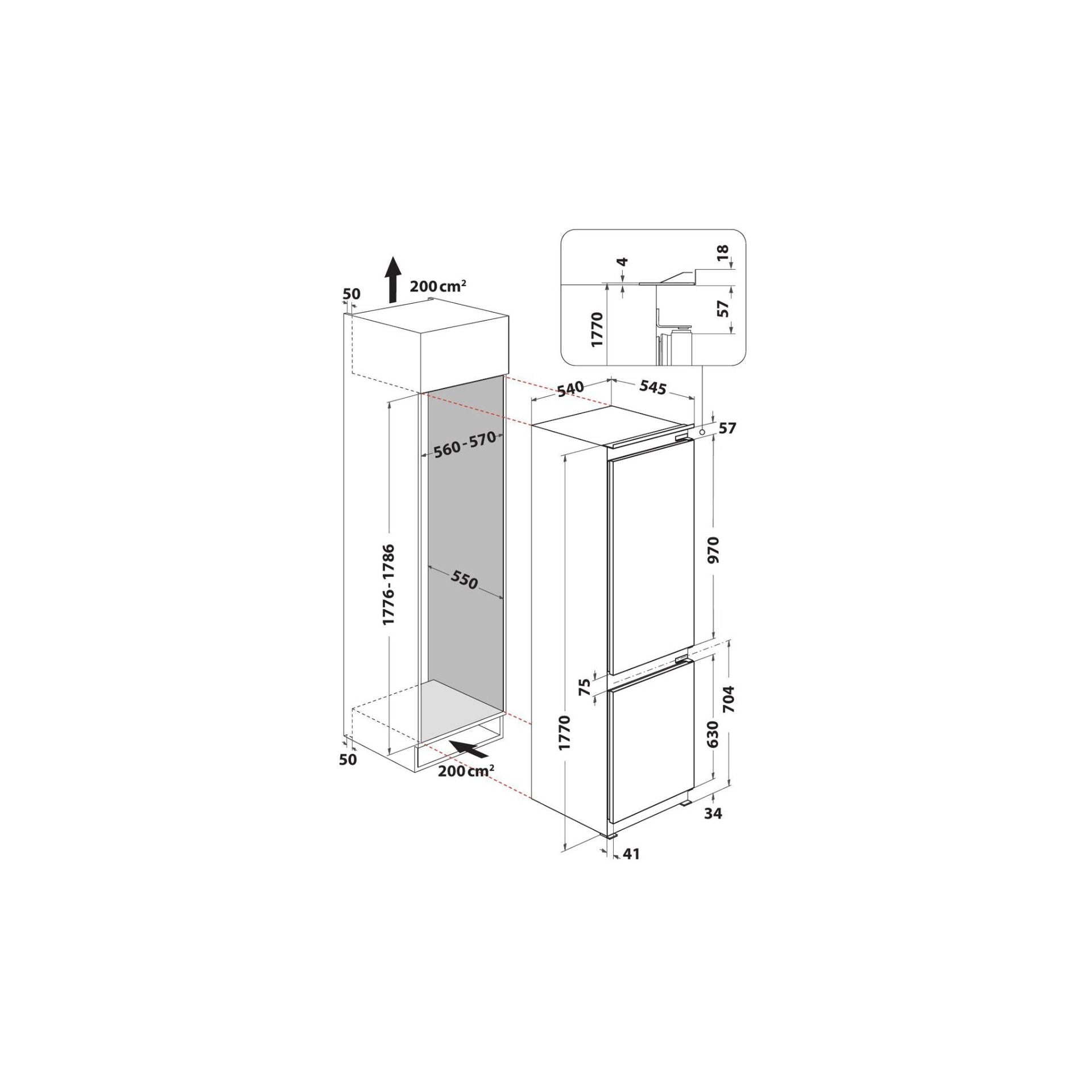 Whirlpool built in fridge freezer 284LTR - ART 6500 D EX