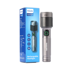 Philips Aircraft Aluminium Alloy Long Range 16.2cms Zoom LED Rechargeable Flashlight / Torch – 1450Lumens, 600m Range 2200mAh SFL2101/56