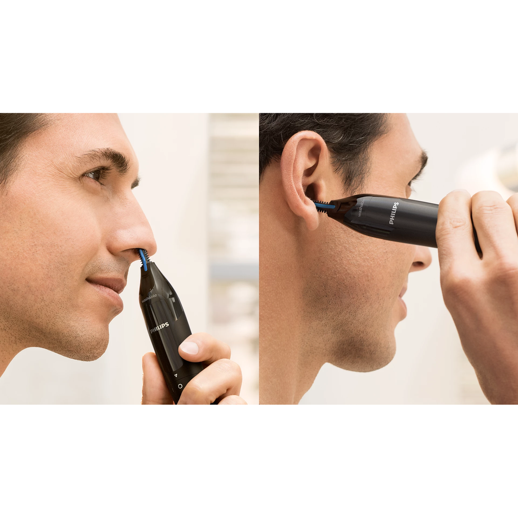 Philips Nose Trimmer NT1650/16,Gentle Nose & Ear Hair Trimming,Protective Guard System, No Pulling,Wet & Dry Use, Fully Washable, AA Battery Included Black