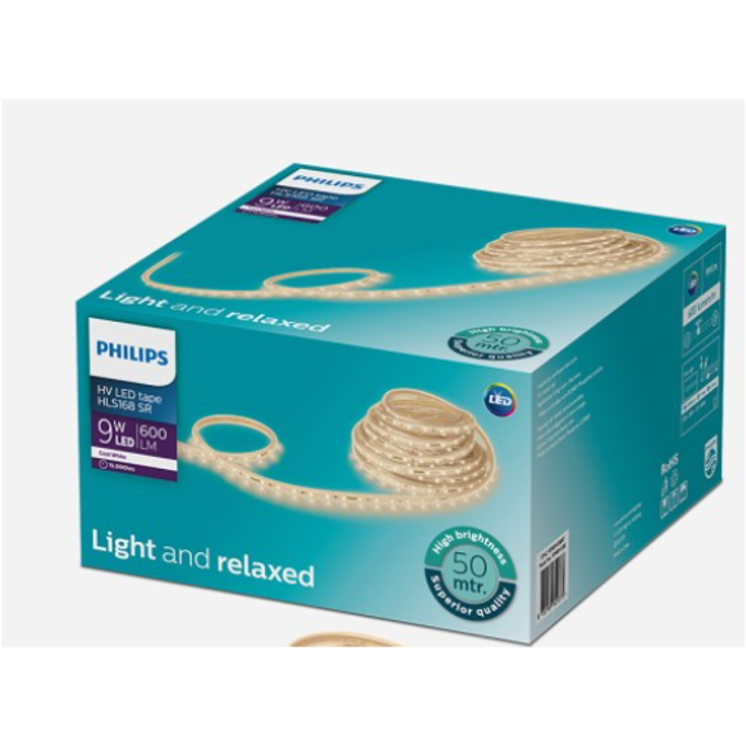 LED strip 50 mtr roll 9W per meter cool white 4000K 550lumen 15000 hrs life water proof IP65 power factor 0.9 CRI 80 220-240V