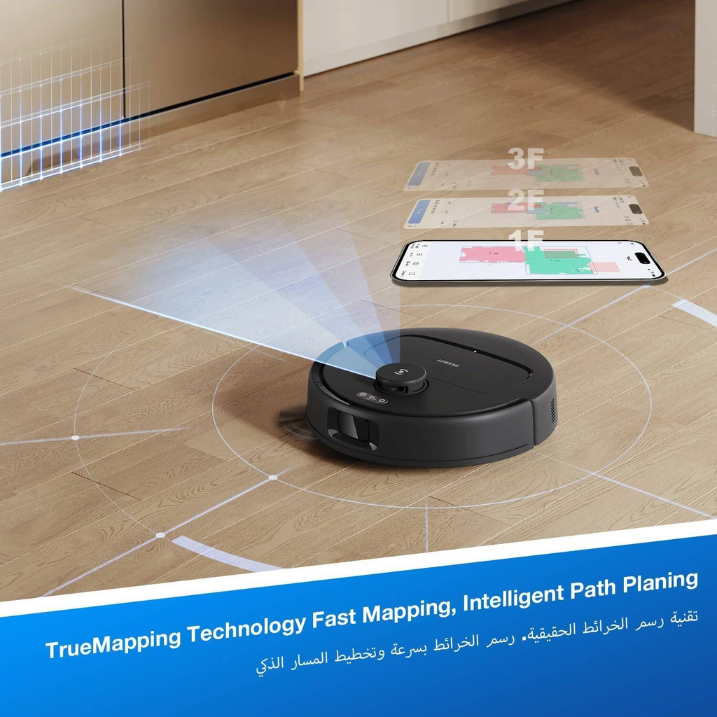 Ecovacs Deebot N20e Robot Vacuum Cleaner with Mop, 10000Pa Strongest Suction Robotic Vacuum, Anti-Hair Tangle, 350 Minutes Runtime, TrueMapping Intelligent Path Planning, Black | N20e