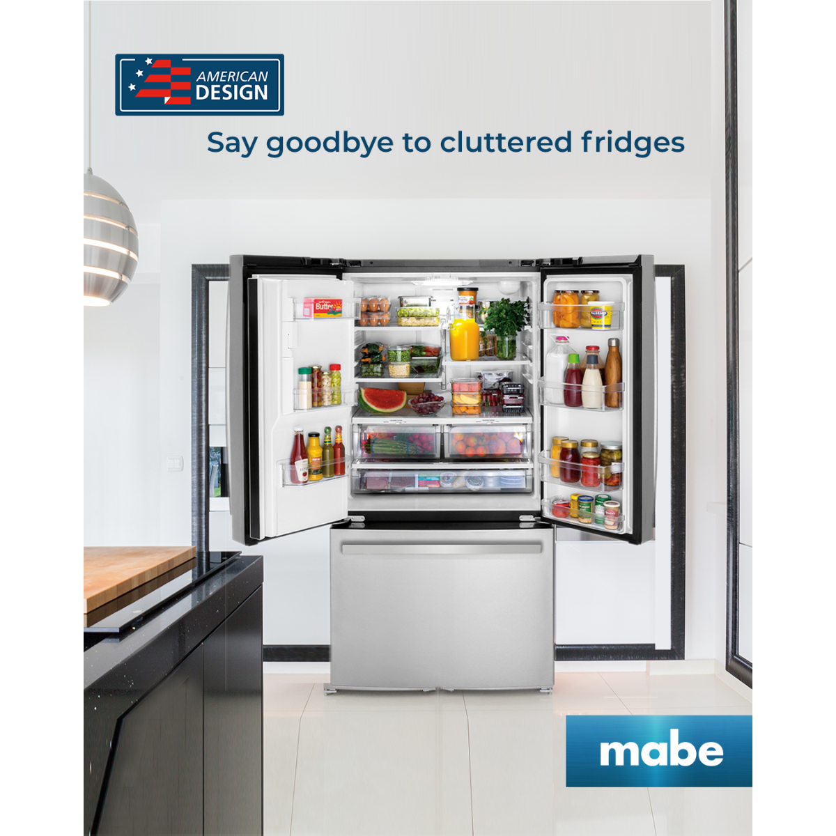 Mabe 3 Door Refrigerator Stainless steel with Bottom Freezer,746 Liters Capacity - MFO26JSPFFS