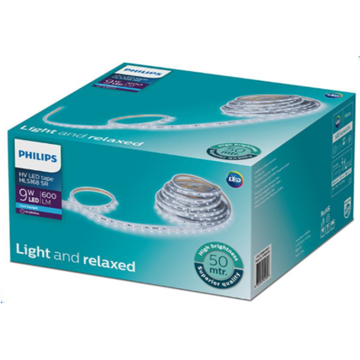 LED strip 50 mtr roll 9W per meter day light 6500K 550lumen 15000 hrs life water proof IP65 power factor 0.9 CRI 80 220-240V