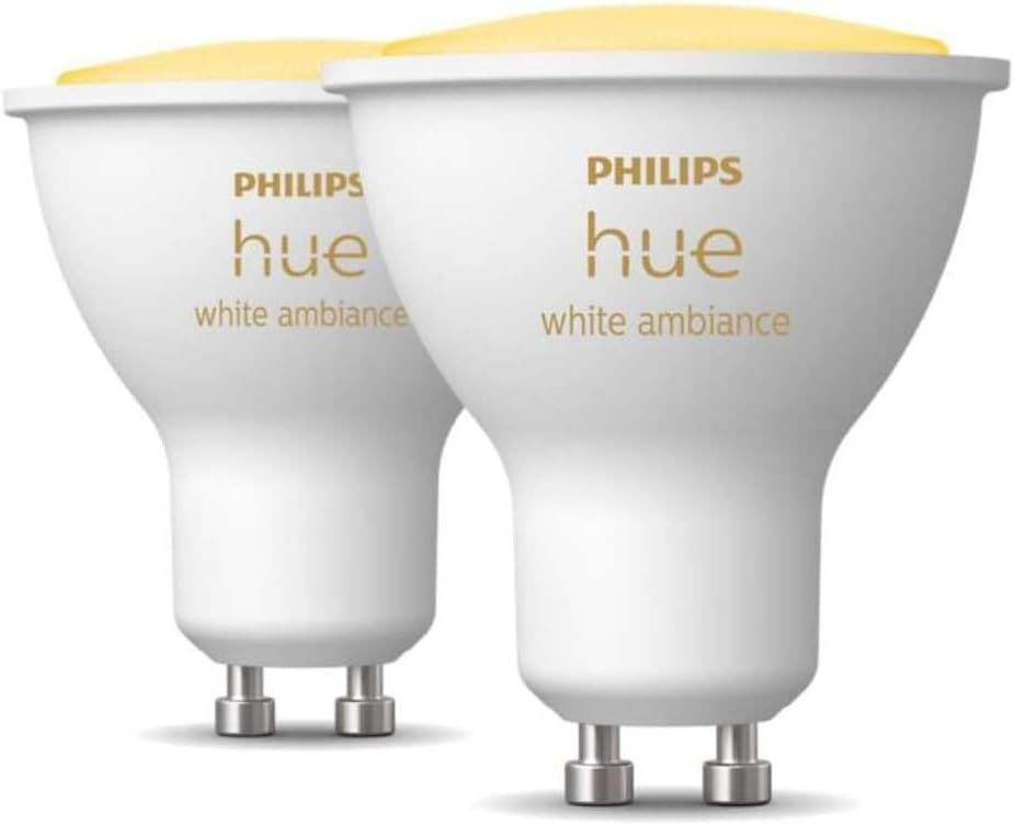 Philips HUE White Ambiance Smart Light Bulb 2 Pack [Gu10 Spot] With Bluetooth, Works With Alexa, Google Assistant And Apple Homekit
