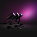 مجموعة قاعدة مصباح سبوت في الهواء الطلق Philips Hue Lily White &amp; Color (يتطلب Hue Hub)، 3 مصابيح سبوت مع مصدر طاقة + حامل، تعمل مع Alexa وHomeKit ومساعد Google 