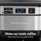Hamilton Beach FrontFill® 12 Cup Programmable Coffee Maker, 1.7L Glass carafe, 950W, Wake up ready, 3 brewing options, Reusable mesh filter, Clean reminder, Auto shut off, 46310-ME