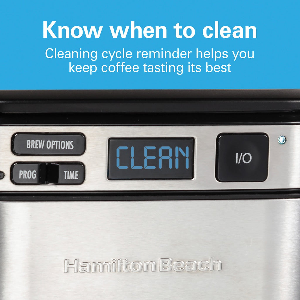 Hamilton Beach FrontFill® 12 Cup Programmable Coffee Maker, 1.7L Glass carafe, 950W, Wake up ready, 3 brewing options, Reusable mesh filter, Clean reminder, Auto shut off, 46310-ME