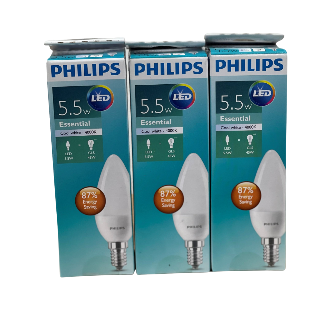 PHILIPS ESS LED CANDLE 5.5-45W E14 - 3 pack bundle