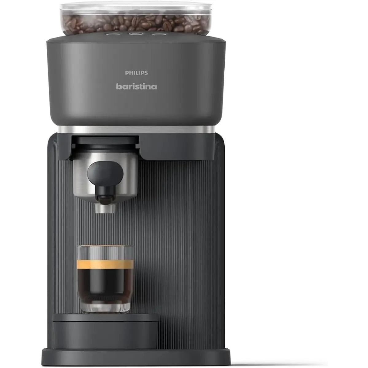 Philips Baristina Espresso Machine, Grind, Tamp & Brew Coffee Beans in One Swipe, Compact, 16 Bar Pump Pressure, Automatic Grinder, Black with Black Portafilter (BAR300/60) Mohammed Fakhroo& Bros.