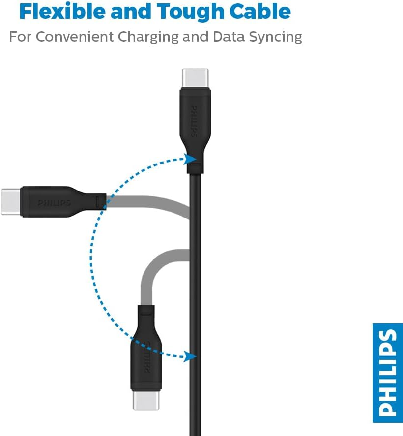 Philips 1.2M Silicone USB-A to USB-C Cable - DLC6541AB/00