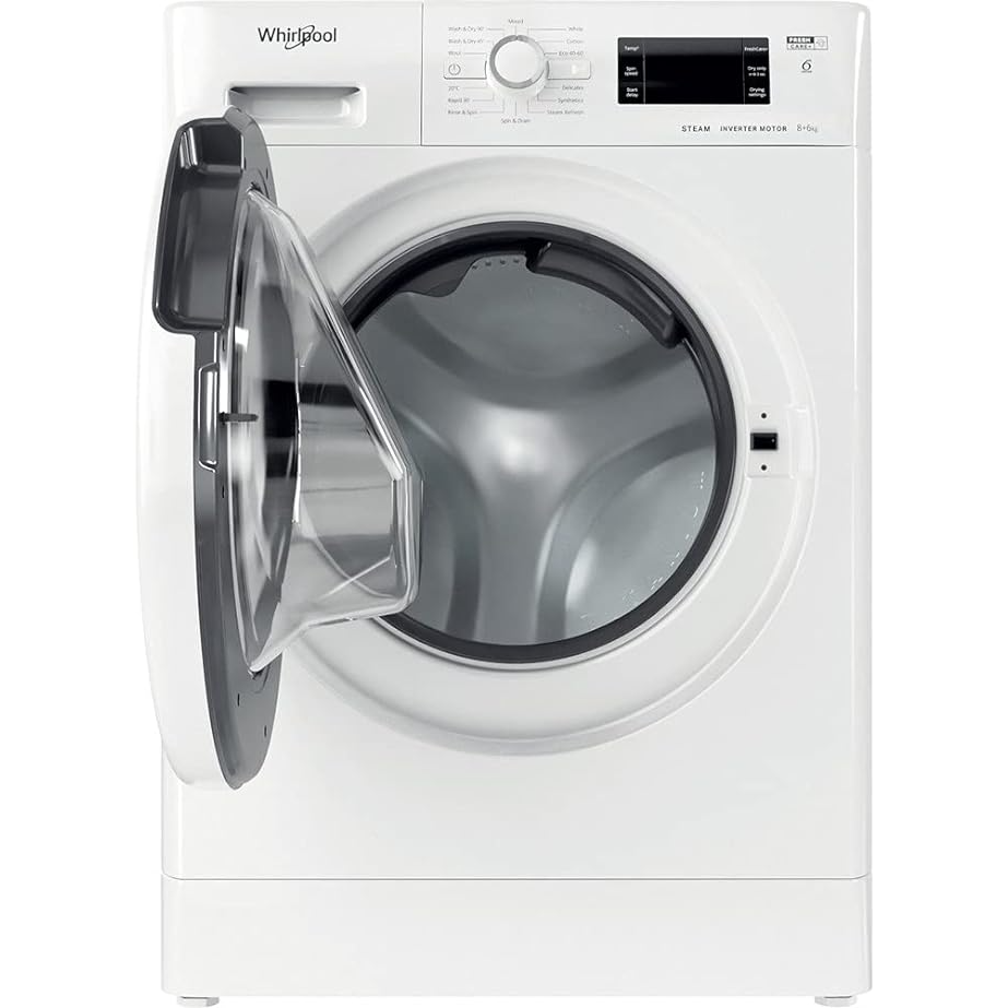 Whirlpool Freestanding Washer & Dryer, 8/6 kg, White - FWDG86148W GCC