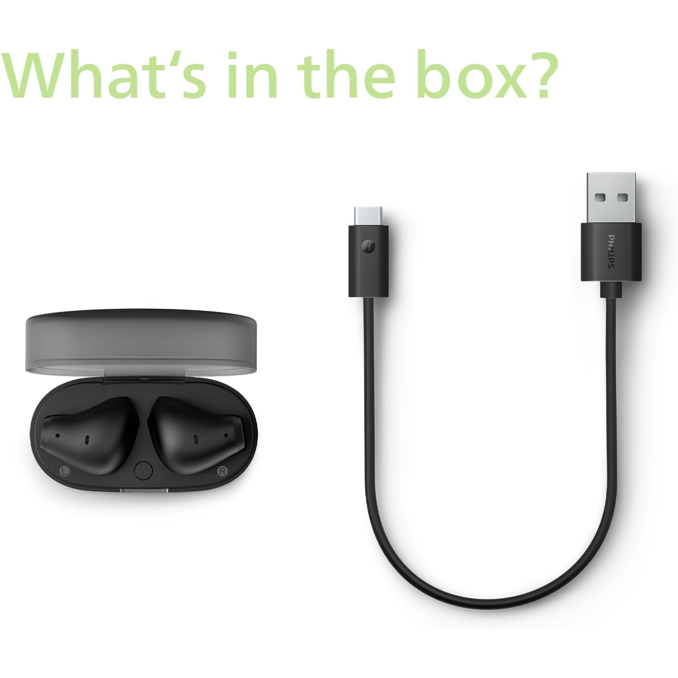 PHILIPS TAT2139BK/97 True Wireless In Ear Bluetooth Headphones - Small buds. Great value Natural sound. Dynamic bass, Pocket-sized charging case, Clear calls - Black