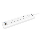 Philips 3-Way Power Extension Cord, 2M, 2 USB-A/1-C with Master Switch, CHP8231WA/89 – White