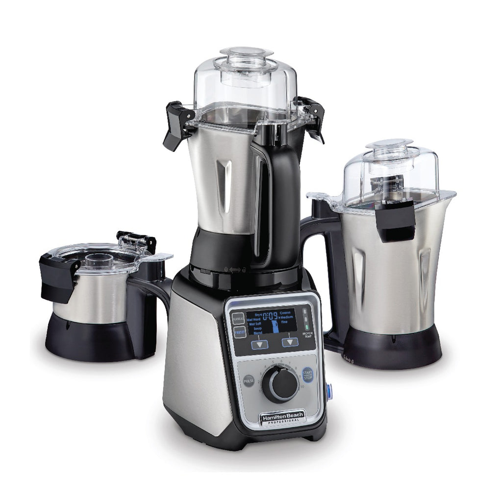 Hamilton Beach Professional Juicer Mixer Grinder, 1400W, 3 Stainless Steel Leakproof Jars & Tritan lids, 13 digital settings, Upto 18000 RPM, Triple Motor Overload Protection,2 yr warranty, 58770-SAU
