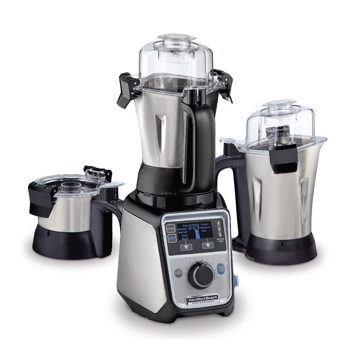 Hamilton Beach Professional Juicer Mixer Grinder, 1400W, 3 Stainless Steel Leakproof Jars & Tritan lids, 13 digital settings, Upto 18000 RPM, Triple Motor Overload Protection,2 yr warranty, 58770-SAU
