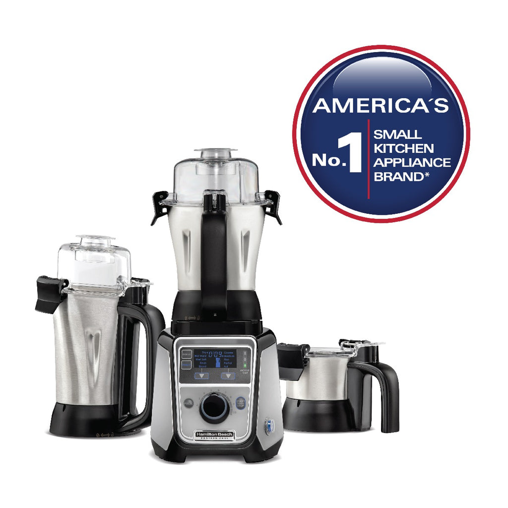 Hamilton Beach Professional Juicer Mixer Grinder, 1400W, 3 Stainless Steel Leakproof Jars & Tritan lids, 13 digital settings, Upto 18000 RPM, Triple Motor Overload Protection,2 yr warranty, 58770-SAU