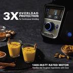 Hamilton Beach Professional Juicer Mixer Grinder, 1400W, 3 Stainless Steel Leakproof Jars & Tritan lids, 13 digital settings, Upto 18000 RPM, Triple Motor Overload Protection,2 yr warranty, 58770-SAU