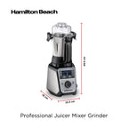 Hamilton Beach Professional Juicer Mixer Grinder, 1400W, 3 Stainless Steel Leakproof Jars & Tritan lids, 13 digital settings, Upto 18000 RPM, Triple Motor Overload Protection,2 yr warranty, 58770-SAU
