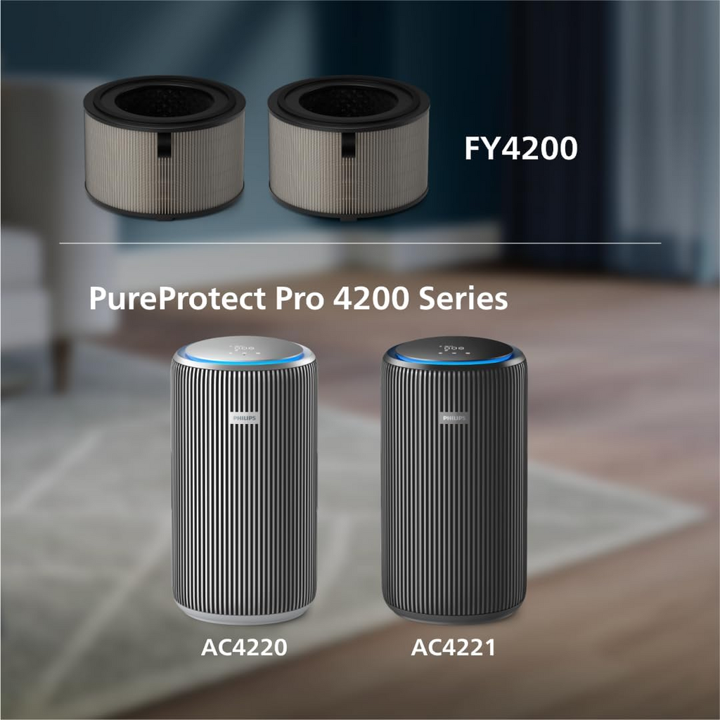 Philips Genuine 3-In-1 Pre-Filter + NanoProtect HEPA + Active Carbon Replacement Filter (2 Pieces)- FY4200/30, Up to 12 months lifetime, For PureProtect Air Purifiers AC4220 & AC4221