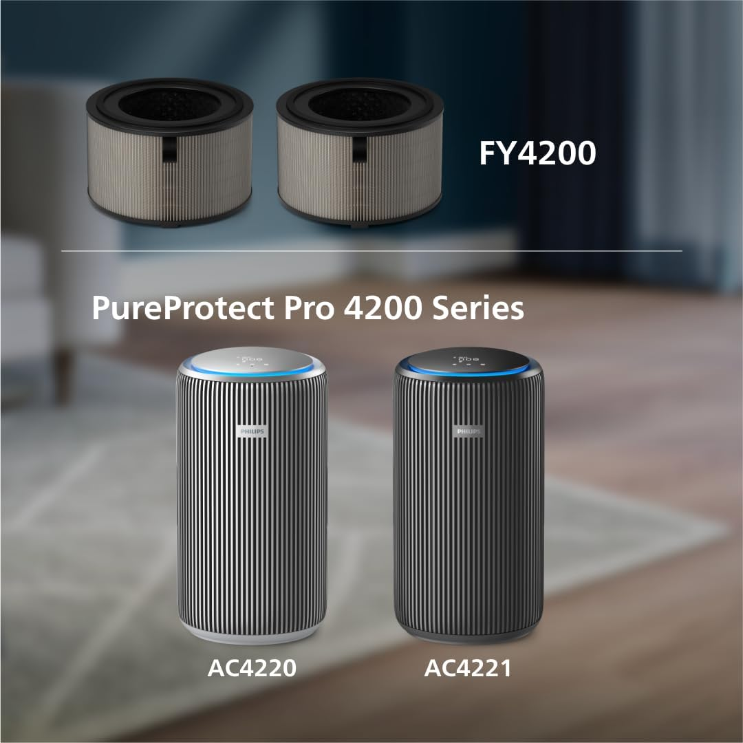 Philips Genuine 3-In-1 Pre-Filter + NanoProtect HEPA + Active Carbon Replacement Filter (2 Pieces)- FY4200/30, Up to 12 months lifetime, For PureProtect Air Purifiers AC4220 & AC4221
