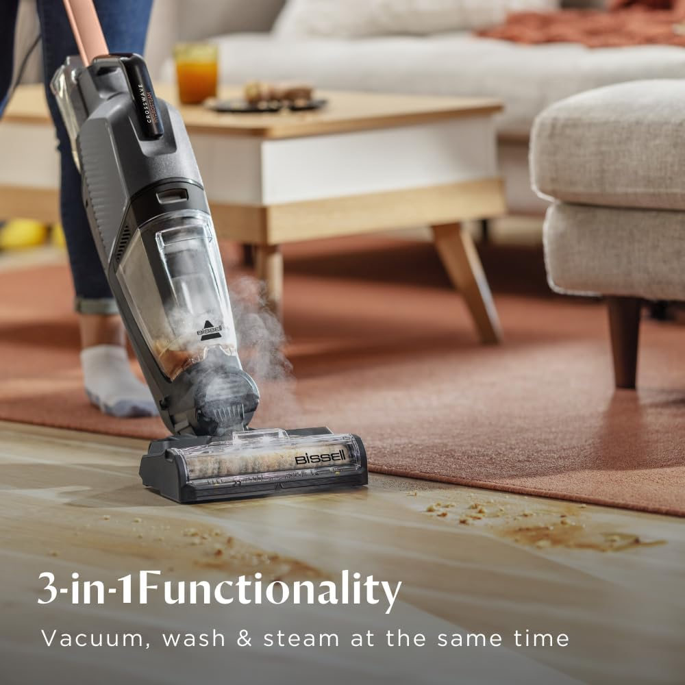 Bissell CrossWave HydroSteam 3527E – Wet & Dry All-in-One Vacuum, Mop and Steam with the Power of Hydrosteam Technology. For use on Tiles, Wood Floors, Rubber Floor & Mats