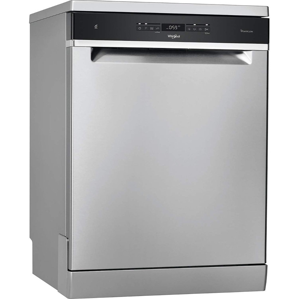 Whirlpool WFO 3O41 PL X UK Freestanding Standard Dishwasher, 14 Place Settings, 10 Programs, Inox