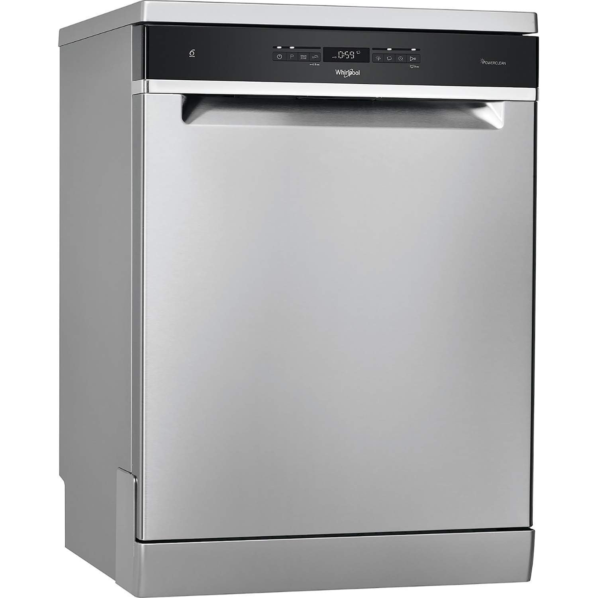 Whirlpool WFO 3O41 PL X UK Freestanding Standard Dishwasher, 14 Place Settings, 10 Programs, Inox