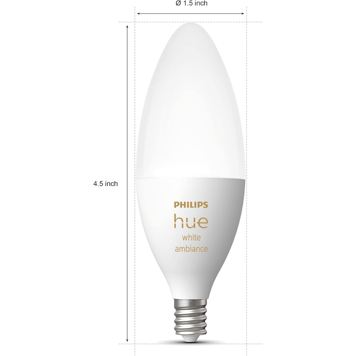 Philips Hue Smart 40W B39 Candle-Shaped LED Bulb - White Ambiance Warm-to-Cool White Light - 1 Pack - 450LM - E12 - Indoor - Control with Hue App - Works with Alexa, Google Assistant and Apple Homekit
