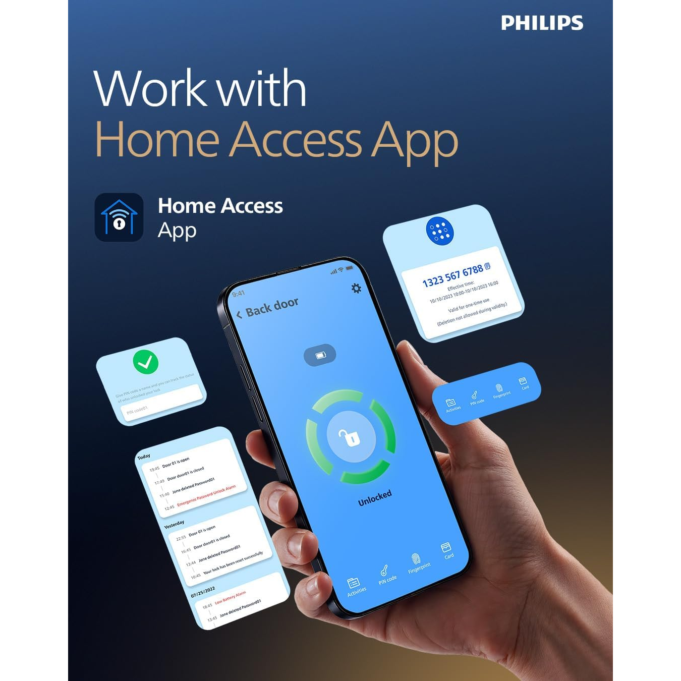 Philips Smart Door Lock with Palm Vein Recognition, 3D Face ID, Fingerprint Scanner, Multiple Access Modes, Zinc Alloy Build, Tempered Glass Touchscreen-902-MFVP-11HWS Mohammed Fakhroo& Bros.