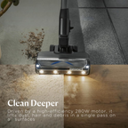 Bissell PowerClean FurGuard 4241K – 280W Self-Standing Cordless Vac with Self-Cleaning Brush Roll & Upholstery Tool with LED Headlights, 2 Removable Batteries