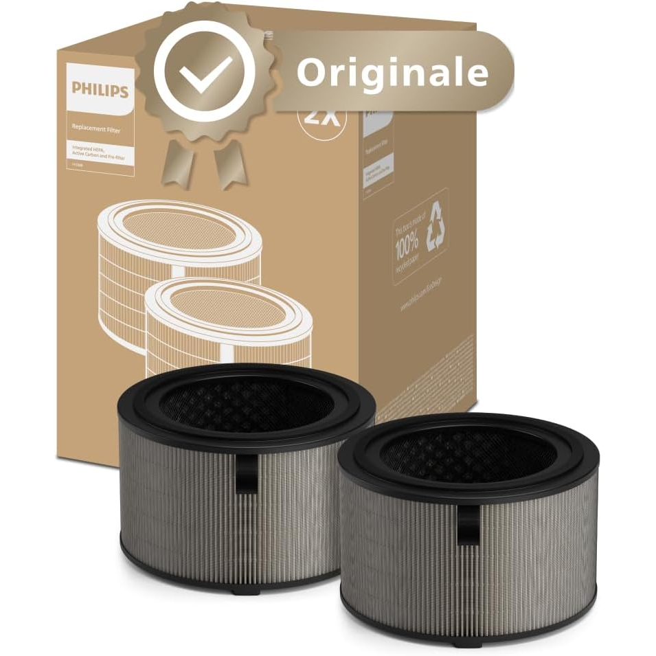 Philips Genuine 3-In-1 Pre-Filter + NanoProtect HEPA + Active Carbon Replacement Filter (2 Pieces)- FY3200/30, Up to 12 months lifetime, For PureProtect Air Purifiers AC3210 & AC3220 & AC3221