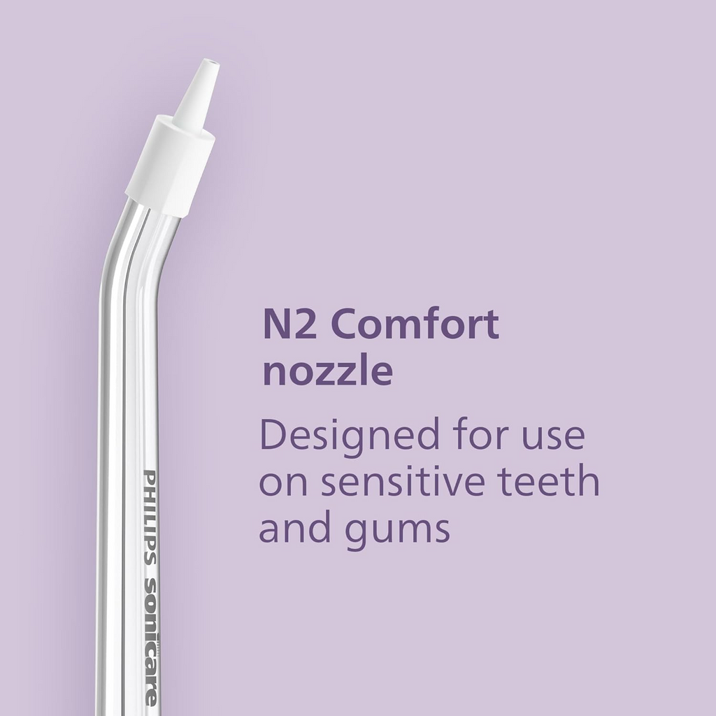 Philips Sonicare Genuine Replacement Nozzles for Compact Flosser, N1 Standard and N2 Comfort, 2-pack, HX3072/00