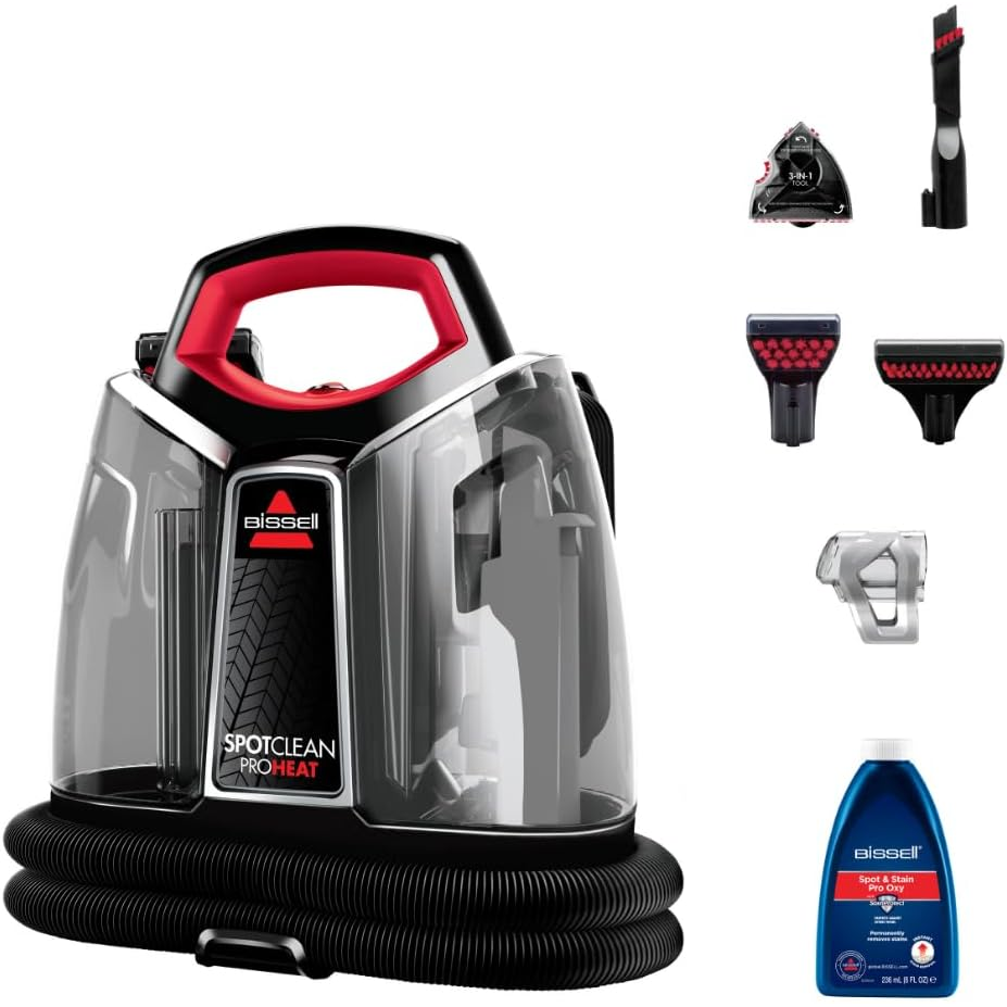 Bissell SpotClean ProHeat 4720E – Portable Cleaner with Powerful Suction & HeatWave Technology | Removes Tough Stains from Carpets, Furniture, Curtains & Car Interiors