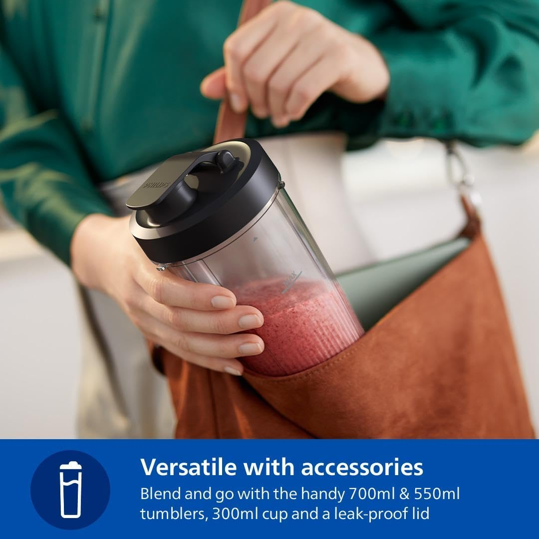 Philips Blender 5000 Series - Personal Blender, 1000W, 700ml Tumbler + 2 Extra, 1 Speed, ProBlend Plus Technology - HR2767/00 Mohammed Fakhroo& Bros.