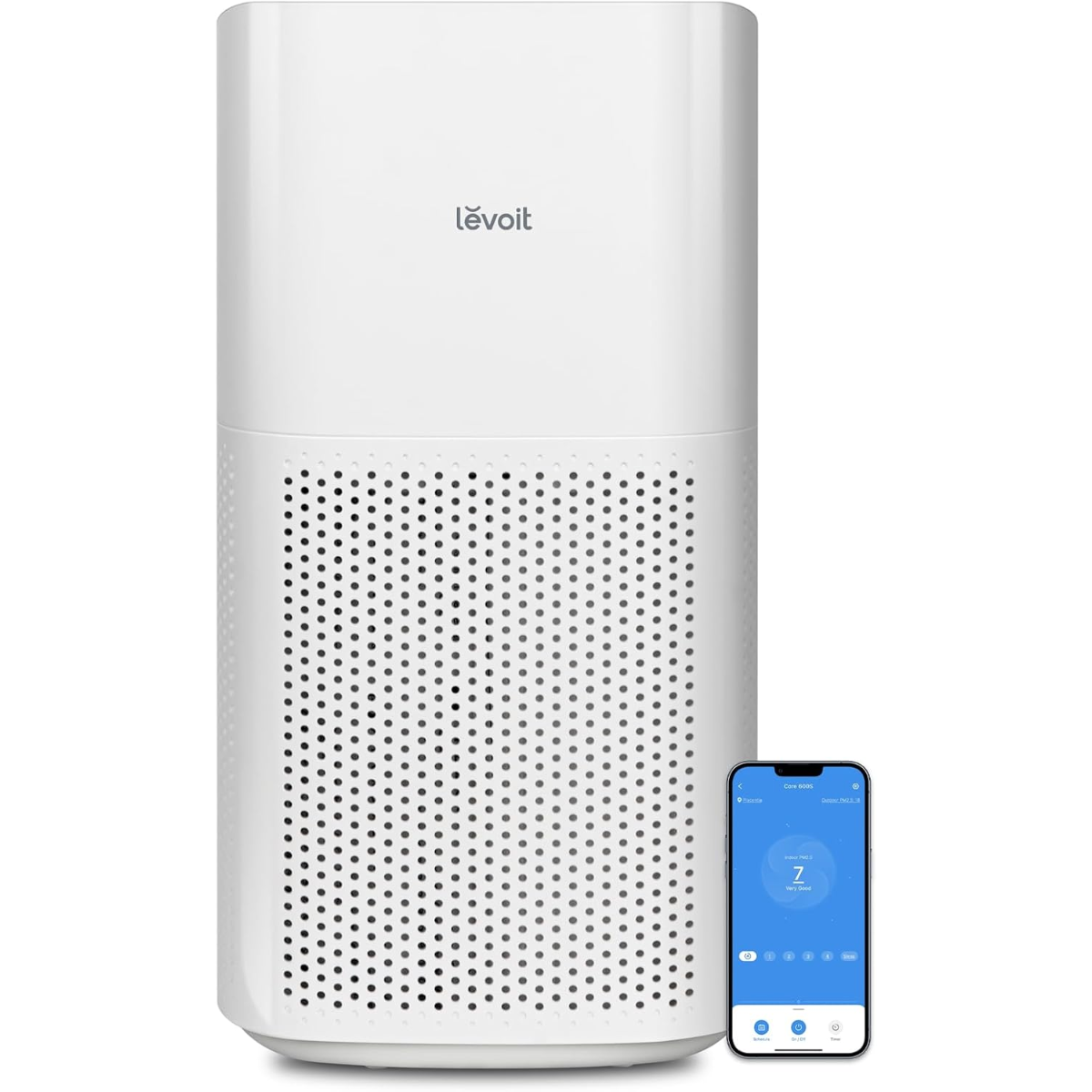 LEVOIT Smart Air Purifiers for Home Large Room, Covers up to 1588 Sq. Ft, APP Control and PM2.5 Display, H13 HEPA Filter Removes 99.97% of Particles, Allergies, Dust, Smoke, Alexa Control, White