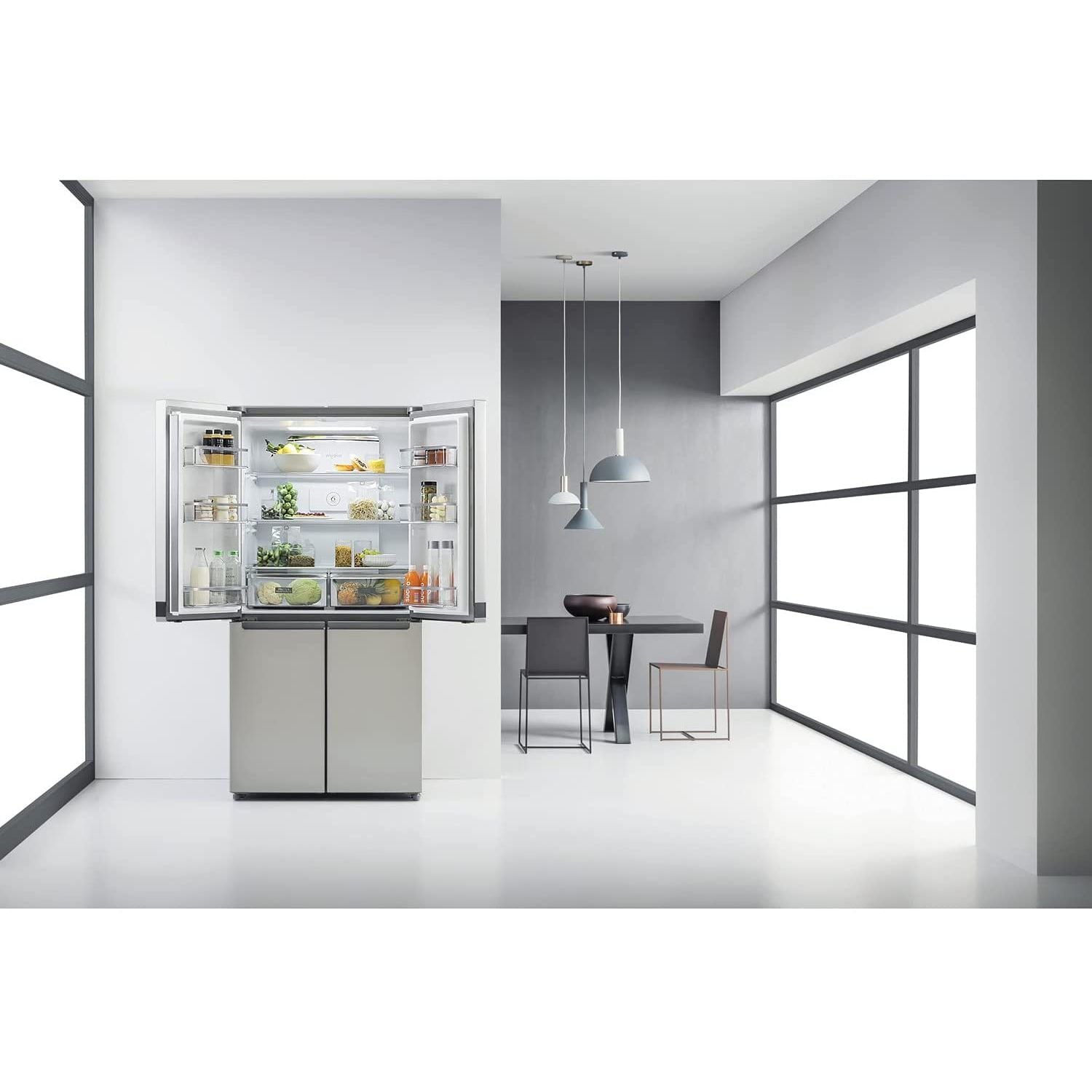 ثلاجة ويرلبول الأمريكية جنبًا إلى جنب: لون ستانلس ستيل - WQ9 B1L المملكة المتحدة 