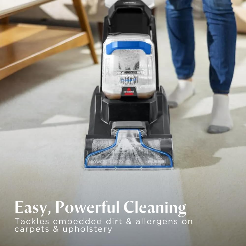 Bissell PowerClean 2X Carpet & Upholstery Washer 3878K – Powerful Suction, Motorized Brushroll for Deep Cleaning, Ideal for Tough Stains & Tough Messes