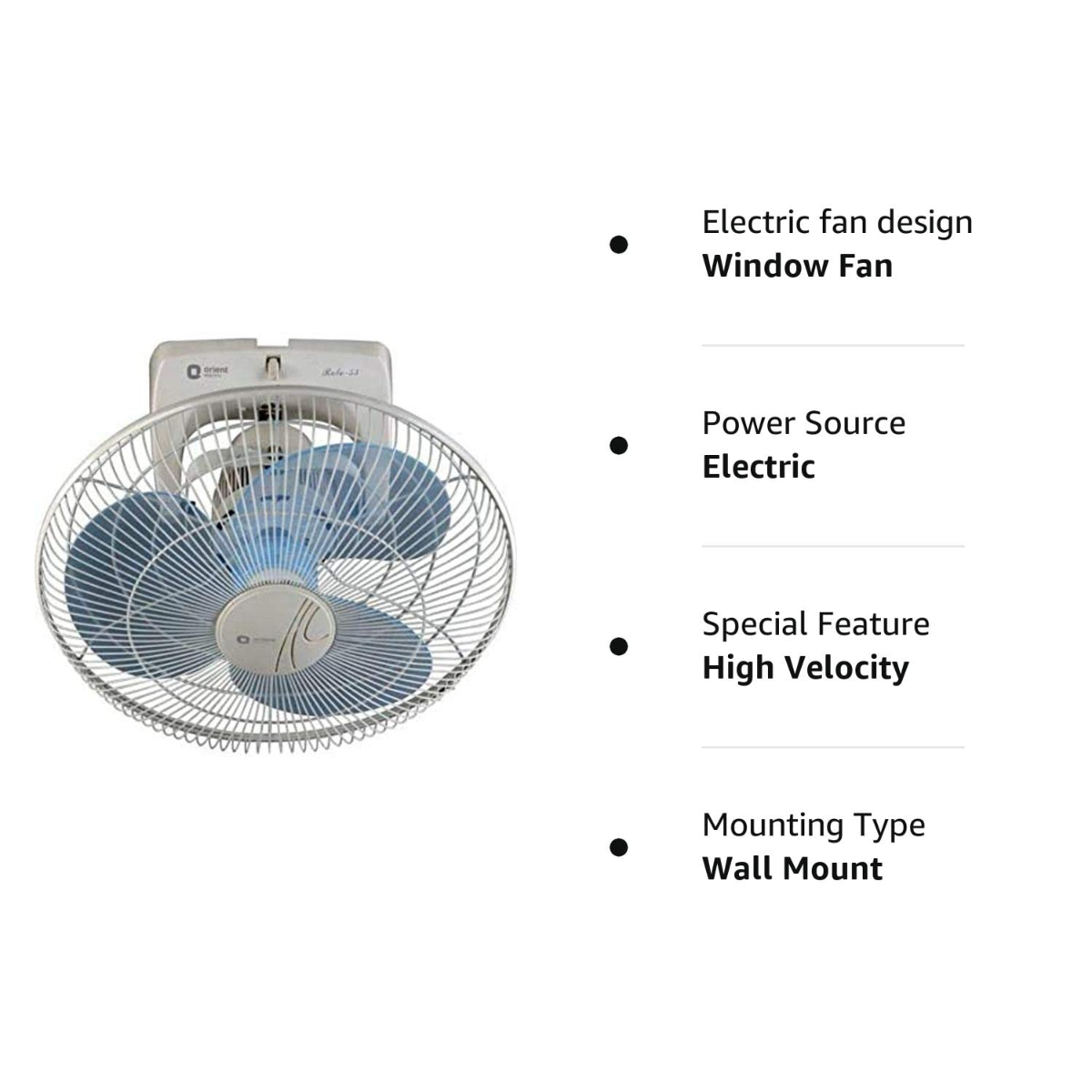 Orient Electric Roto-53 400 MM high speed wall mounted cabin fan (White & Blue)