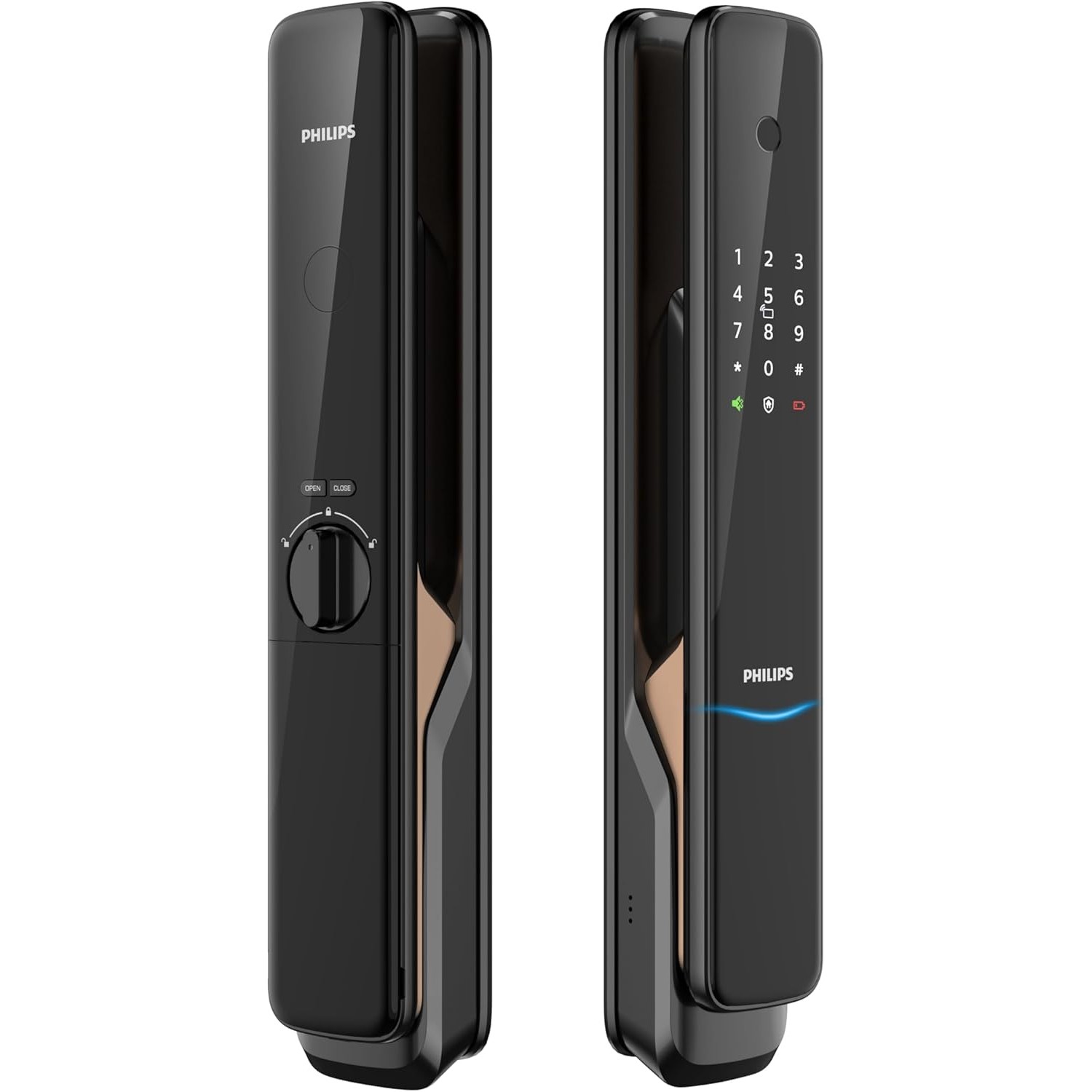 Philips Smart Lock Combination Door Lock with Fingerprint, Card, Remote Control, Aluminum Alloy, Black, Model 9300-5HBGS Mohammed Fakhroo& Bros.