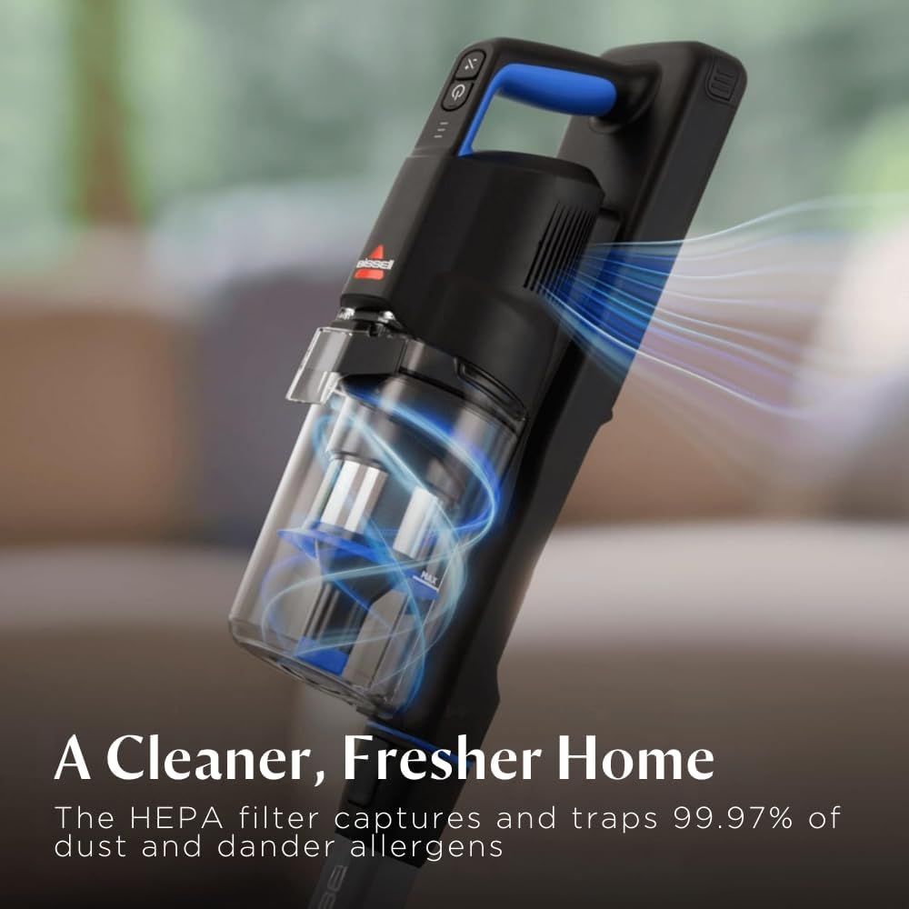 Bissell PowerClean FurGuard 4241K – 280W Self-Standing Cordless Vac with Self-Cleaning Brush Roll & Upholstery Tool with LED Headlights, 2 Removable Batteries