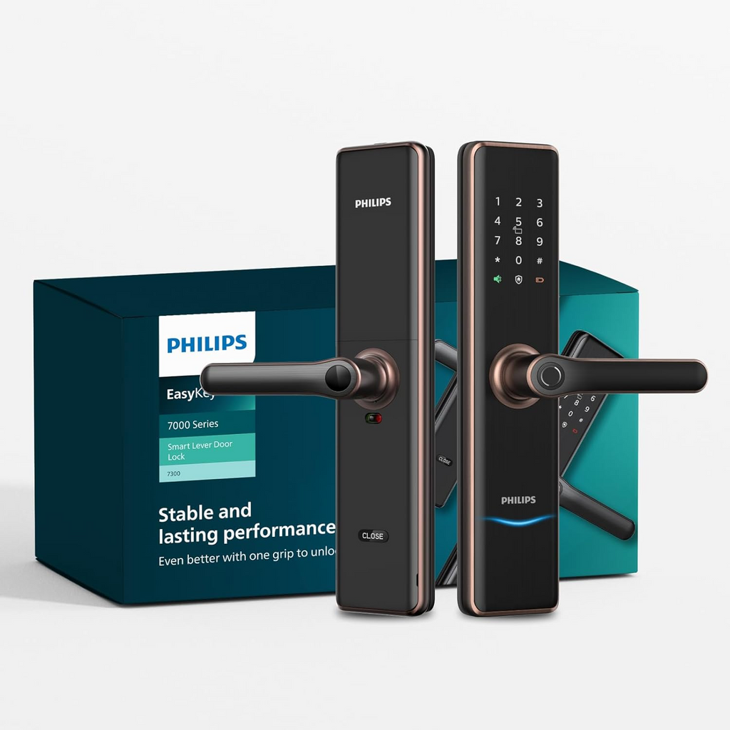 Philips EasyKey 7300-5HB Smart Door Lock - Smart Lock, Smart Door Lock , Fingerprint Lock, Smart Home, Home Improvement, Keyless Door Lock, Smart Home Gadgets, Safety Lock- Copper Mohammed Fakhroo& Bros.