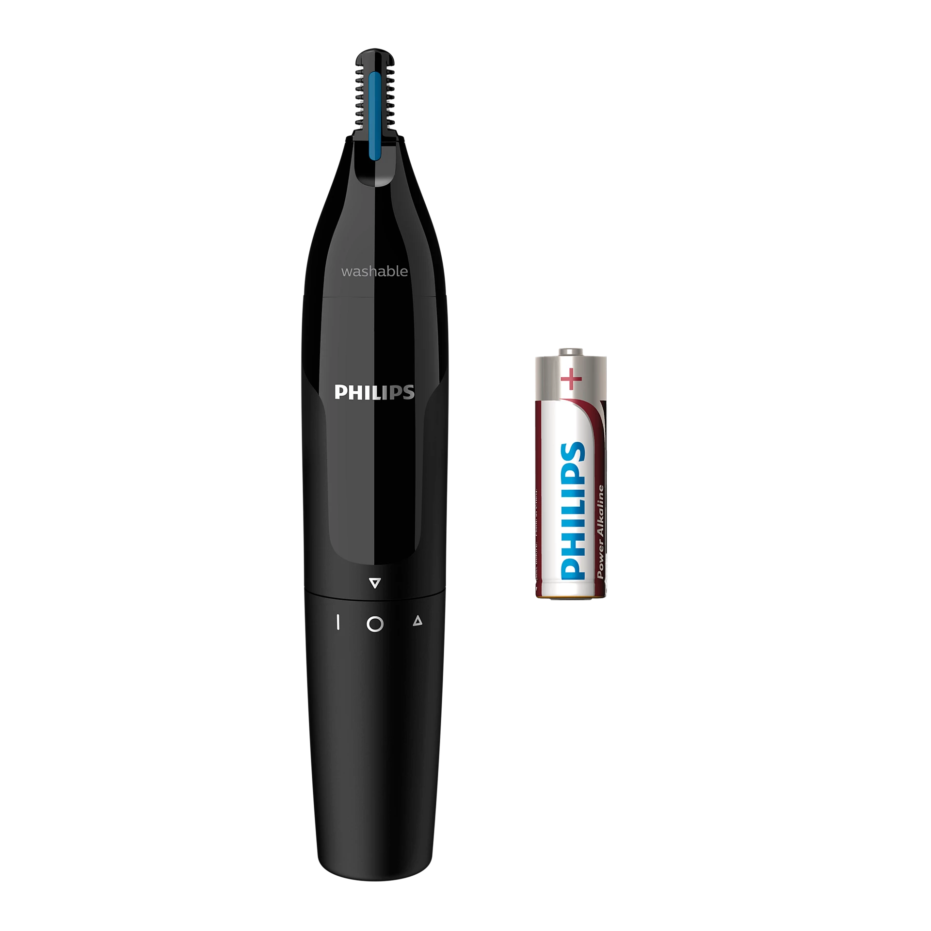 Philips Nose Trimmer NT1650/16,Gentle Nose & Ear Hair Trimming,Protective Guard System, No Pulling,Wet & Dry Use, Fully Washable, AA Battery Included Black