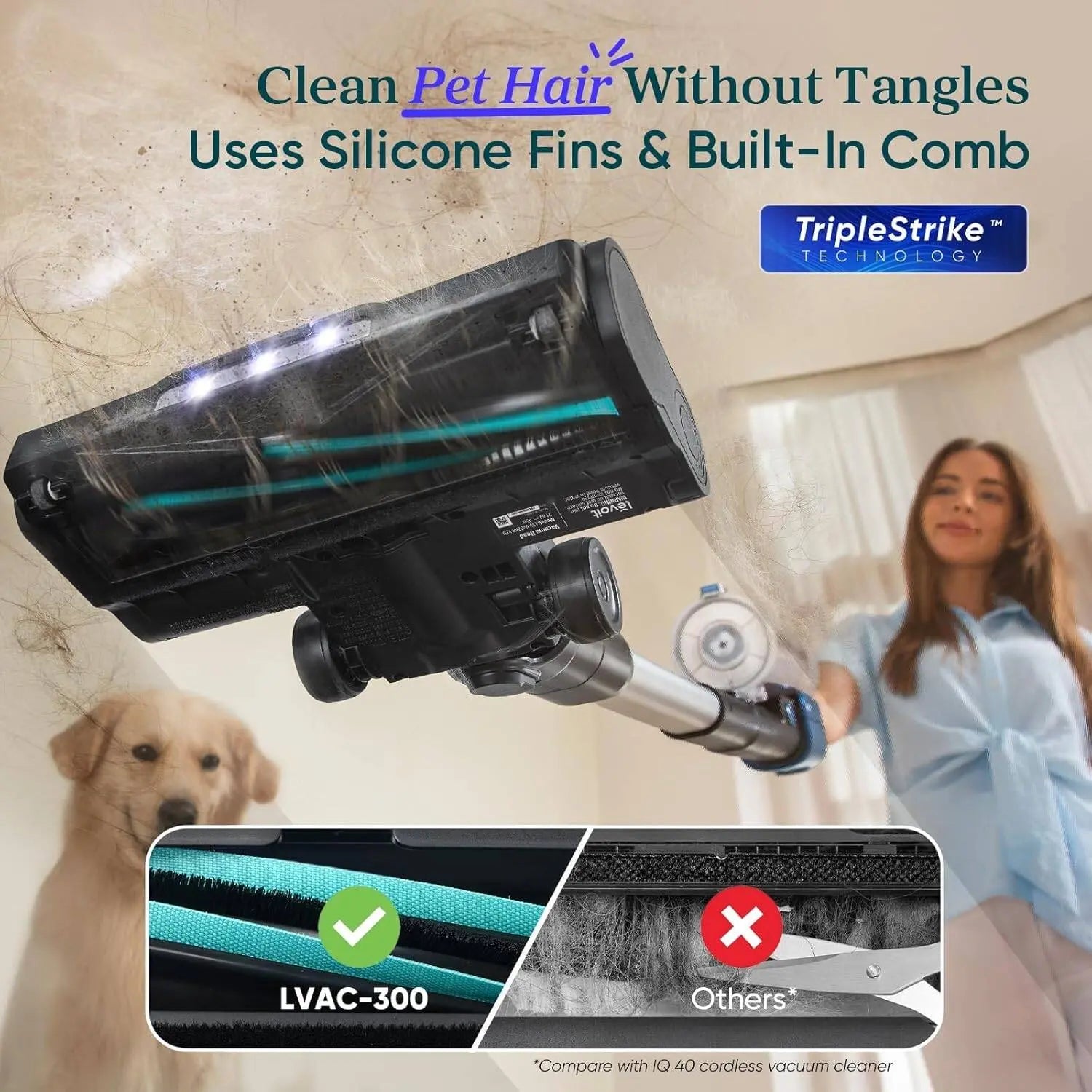 Levoit Cordless Vacuum, Ultra Suction, Up to 60 Mins, Mini Motorized Brush | HEPA Filter, Anti-Tangle Brush, Rechargeable, Versatile for Carpets & Hard Floors, Lightweight, LSV-V202PE-BUK Mohammed Fakhroo& Bros.