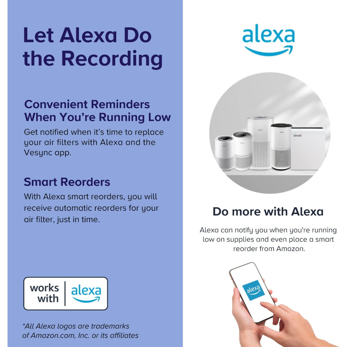 أجهزة تنقية الهواء الذكية من LEVOIT للمنازل والمساحات الكبيرة، تغطي مساحة تصل إلى 1588 قدمًا مربعًا، مع تحكم بالتطبيق وشاشة عرض PM2.5، وفلتر H13 HEPA يزيل 99.97% من الجسيمات والحساسية والغبار والدخان، مع تحكم أليكسا، لون أبيض 