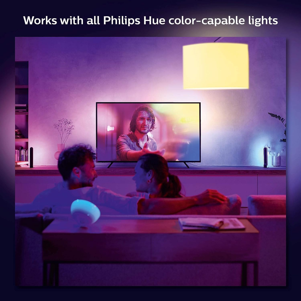 Philips Hue 75" Smart TV Light Strip - White and Color Ambiance LED Color-Changing TV BackLight - Sync with TV, Music, and Gaming - Requires Bridge and Sync Box - Control with App or Voice Assistant