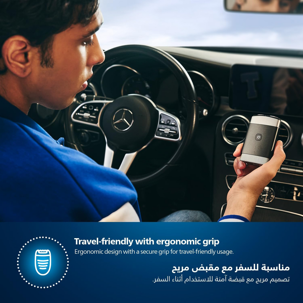 Philips PQ888/06 Compact Electric Shaver for Travel | IPX7 Waterproof | 60 Min Cordless Runtime | Travel-Friendly Black/Silver