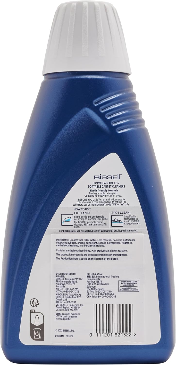 Bissell Spot & Stain Cleaner 1084N – Powerful Deep Cleaning Formula, Removes Tough Spots & Odours, Safe for Carpets, Upholstery & Rugs (1000mL)